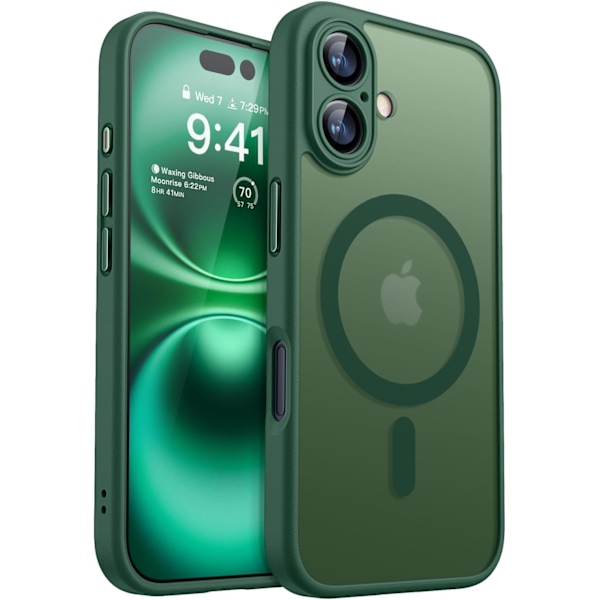 Magnetiskt Skal för iPhone 16 Pro Max med Fullständigt Kameraskydd [Kompatibelt med MagSafe] [Transparent Matt] Skyddande Mobilskal, Lila Djup Gr Deep Green iPhone 16