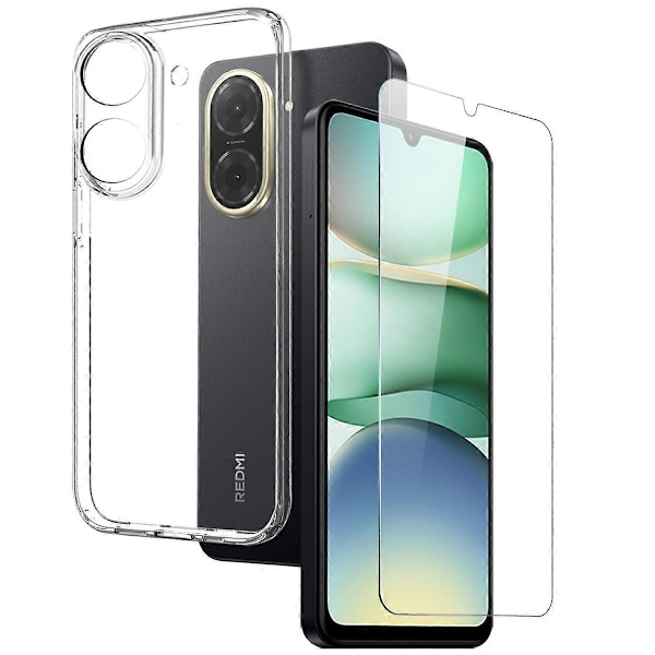 NORTHJO Yhteensopiva Xiaomi Redmi A5 4G Kirkas Kotelo Pehmeä TPU Puhelinkuori Karkaistu Lasinen Näytönsuoja