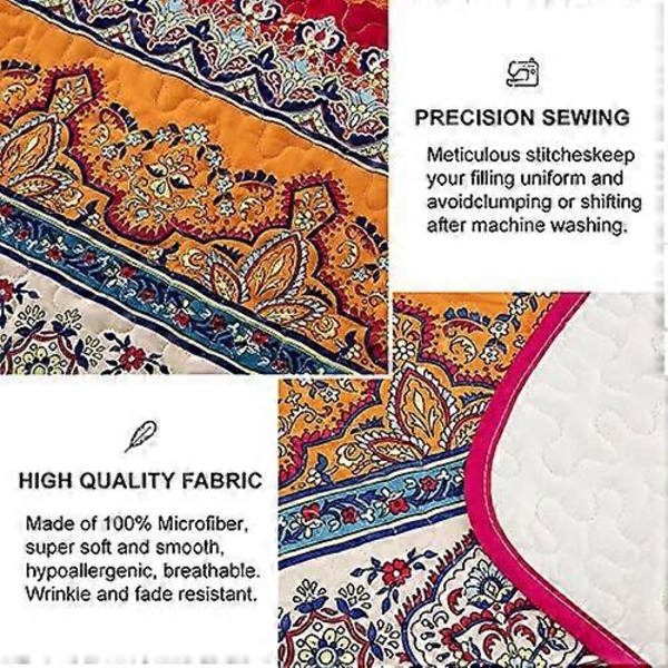 Bohemian Quilted Bedspread Double 3 Piece Patchwork Bedspread Reversible Soft Microfiber Bedding 220*240cm