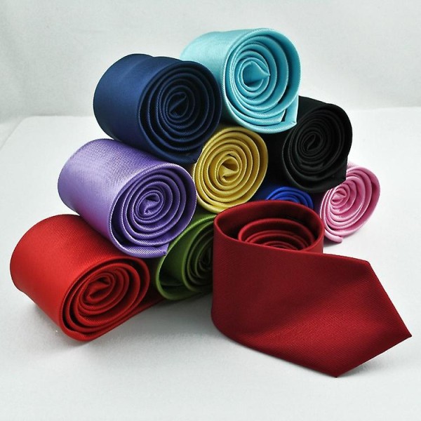 Damslips 7 cm klassisk enfärgad vanlig slips för män (g71 svart dragkedja)