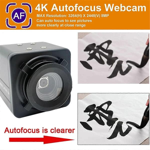Industriel 4K USB Webcam PC Bærbare Computere Video 8MP Autofokus USB Kamera IMX179 Sensor OTG UVC Plug & Play Black