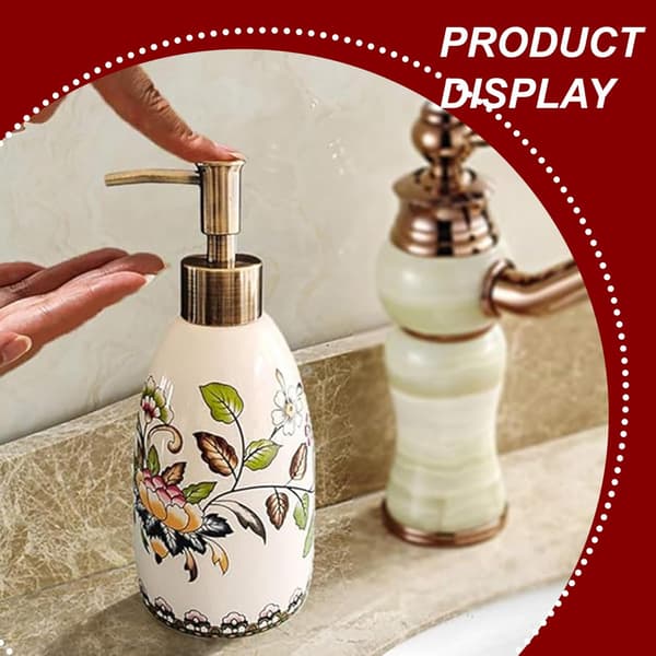 Sæbedispenser med pumpe, retro blomsterdesign 1PC