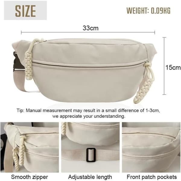 Axelväska - Dam - Midjeväska - Oxfordtyg - Justerbart bälte - Stor kapacitet