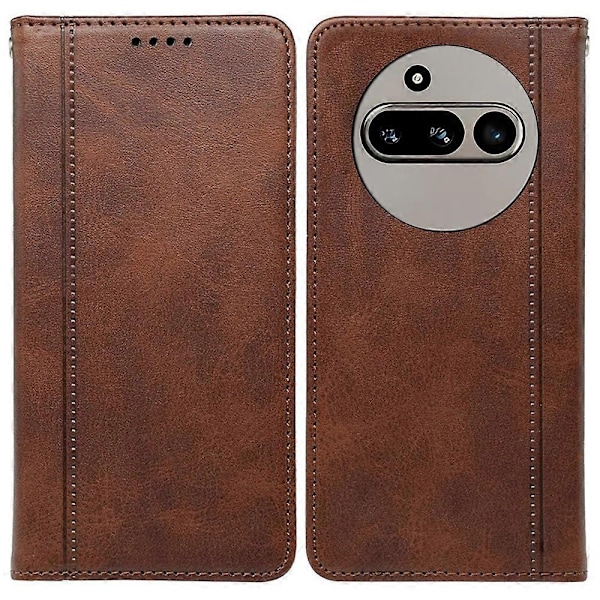 Kompatibelt med Nothing Phone (3a) Fodral Dold Magnetisk Stängning Kalvtextur Läder Telefonskal - Röd-Perfekt Brown