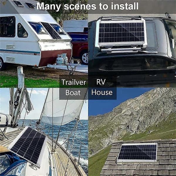 300w 12v Solcellepanel, Solcellepanelsett, Batteriladersett med 20-100A Solcelleladeregulator for Bobil Yacht Utendørs Hage 50A Controller
