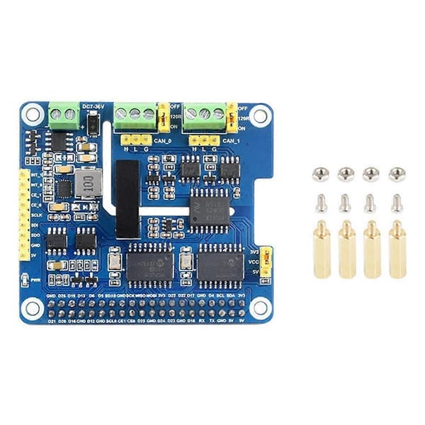 Waveshare CAN Bus Expansionskort 2-CH Isolerad HAT+ Dubbla Chip