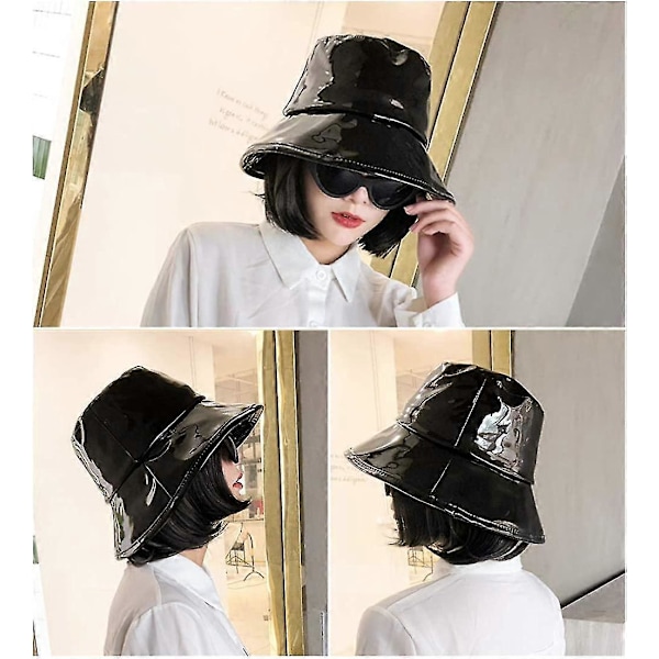 Regnhattar för dam Vattentät Yetsye Regnhatt Bredbrättad Bucket Hat Regnkeps Black