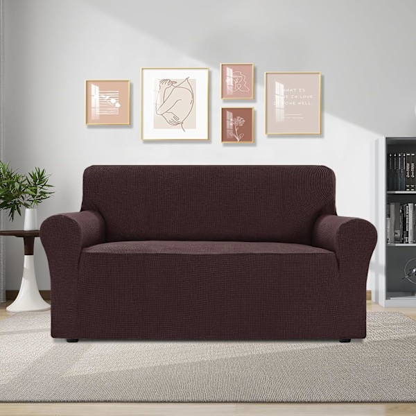2-sits sofföverdrag, justerbara sofföverdrag, soffskydd mot katter och hundar, husdjur, brun, 1 st Brown 2 seats (135-165 cm)