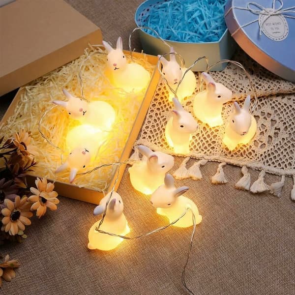 Easter light chain, 3M 20 LED battery-powered Easter bunny string lights