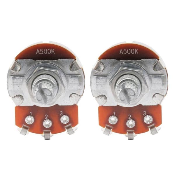 Fullstora 18 mm delade axelmetriska potentiometrar A500K för gitarr (2 stycken)