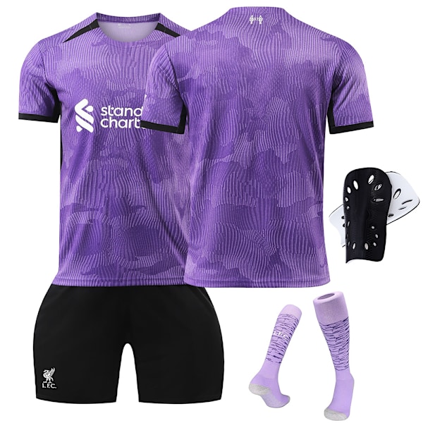 2023-2024 Liverpool 2. udebanetrøje Børnesæt med Strømper og Knæbeskyttere - Uden Nummer #XXXL Uden Nummer Uden Nummer Uden nummer No number #XXXL