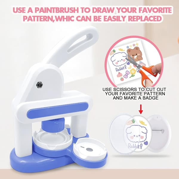 Manual Button Machine Badge Maker DIY Craft Tool Refrigerator Magnets Toys Magic Book Ergonomic Arc-shaped Handle Punch Press Kit