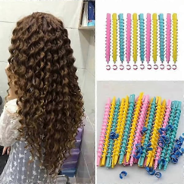 20 st Hårrullar Set Spiral Hårpermanentstavar DIY Plast Långa Lockpermanentstavar