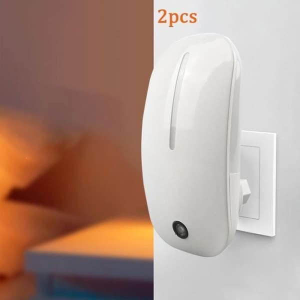 LED nattlampe - Noname - 2 stk - Lyssensor - 20000H - Hvit.