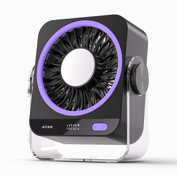 Bordventilator - REXON - Bærbar 5000mAh - 5 Hastigheder - Type-C Genopladelig - Sort