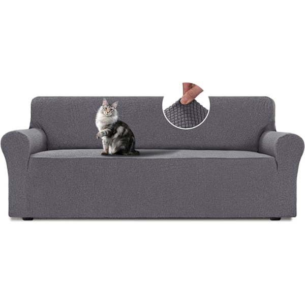 Justerbara 3- och 2-sits Sofföverdrag, Stort 3-sits Sofföverdrag, Stretch Sofföverdrag, Soffskydd, Slitstarkt Elastiskt Sofföverdrag, Grå Grey Large 3-seater (215-250 cm)