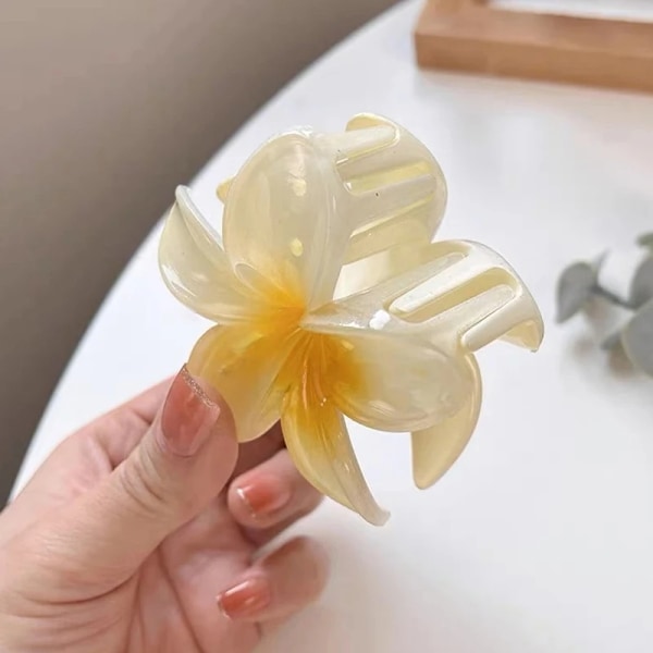 Mode Äggblomma Hårklämmor för Kvinnor Böhmisk Stil Blomma Stor Hårklo Hårnål Strandsemester Flickor Håraccessoarer yellow