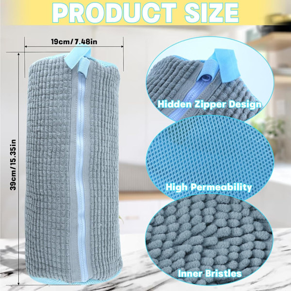 2 STK Skovaskemaskinposer, Vaskeposer for sko for vaskemaskin og tørketrommel, Gjenbrukbar og slitesterk skovaskepose med glidelås, Rengjøringspose for tennissko f Grey 2pcs