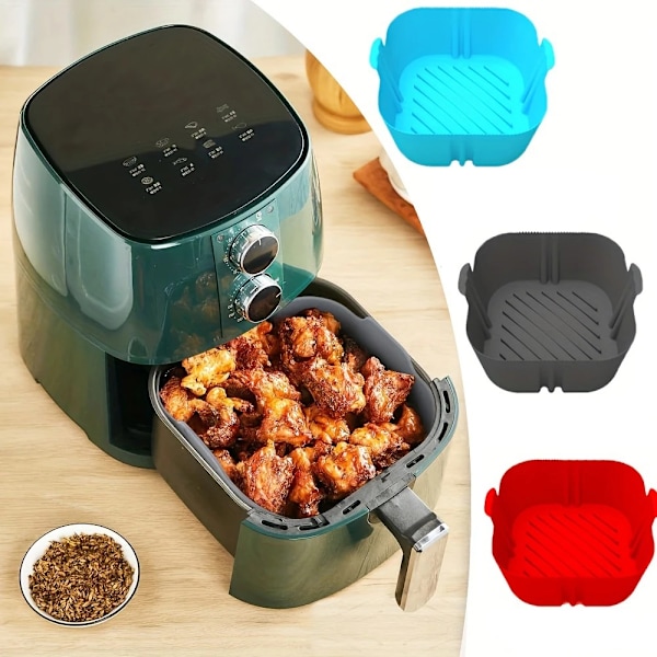 Återanvändbar Silikonform för Airfryer, Ugn - Tillbehör för Beläggning - Pizza - Friterad Kyckling black 1pcs