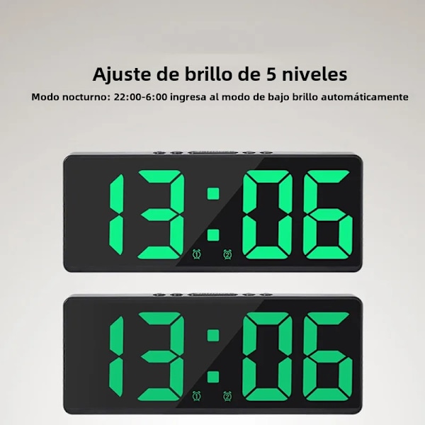 Akryl/Spegel Digital Väckarklocka Voi Contr (Batteridriven) Bordsklocka Snooze Nattläge 12/24H Elektroniska LED-klockor White Mirror C