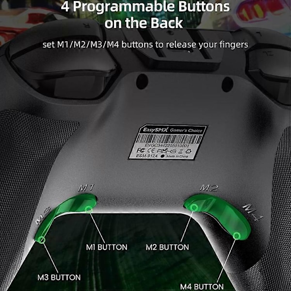 EasySMX ESM-9124 Trådlös Spelkonsol Gamepad Kompatibel med PC / Telefon / Android / Switch Black