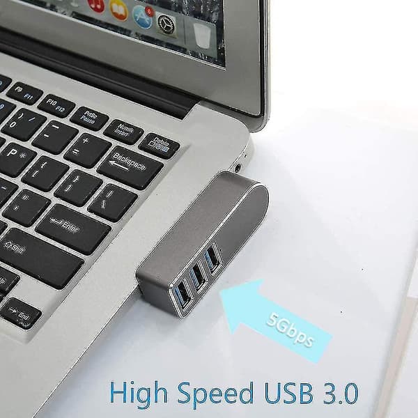Usb 3.0 Hub, 270 Roterbar Usb Splitter, Aluminium 3 Port Mini Usb 3.0 Hub, Data Hub (sort)