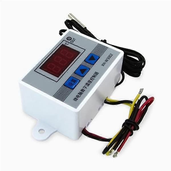2 stk W3002 Digital temperaturregulator Mikrocomputertermostat Termoregulator Varme Køl Tempera gray  white