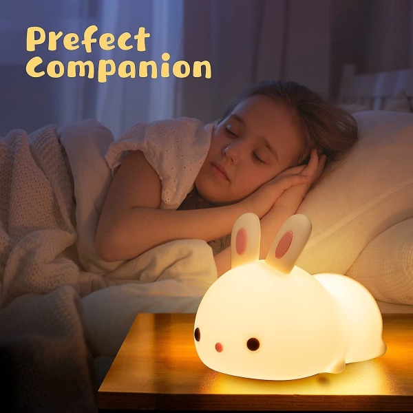 Nattlampa för barn, söt kaninlampa, 7 färger nattlampa för barnrum, Kawaii  söt tonårsflicka rumsdekor, barnrumsbatteri Toddler Baby Night Lig 5f36 |  Fyndiq