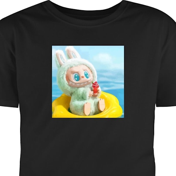T-skjorte for voksne | Klassisk voksen-T-skjorte Labubu Macaron Serie svart M black m