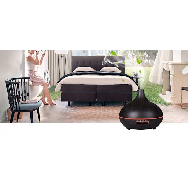 Ultralyd Luftfukter Aromaterapi 300ml med LED-lys og Timer Black
