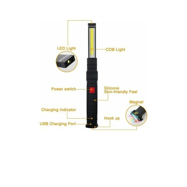 2 x Rechargeable LED COB Work Light Workshop COB Flashlight Flash