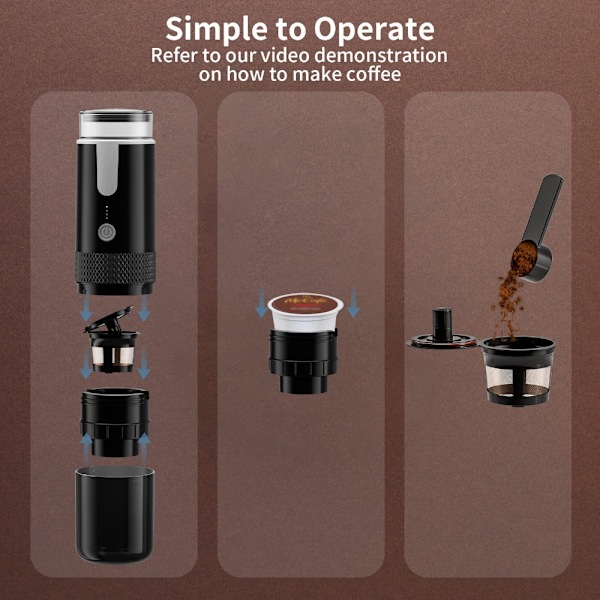 Bärbar elektrisk kaffebryggare för hemmabruk, malet kaffe maskin med elektrisk kapsel