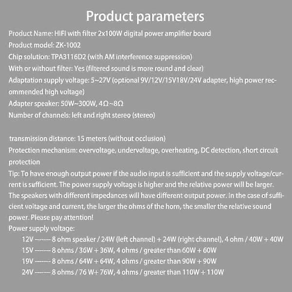 ZK-1002 Audio Stereo Förstärkare Effektförstärkarkort Justerbar Hög Bas