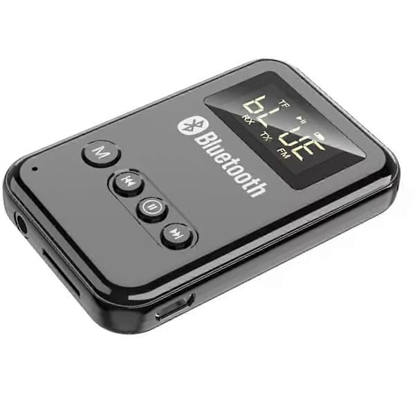 Bluetooth-mottaker Sender Bluetooth 5.0-adapter 3,5 mm Jack AUX FM Bilsett Håndfri samtale og mikrofon Black