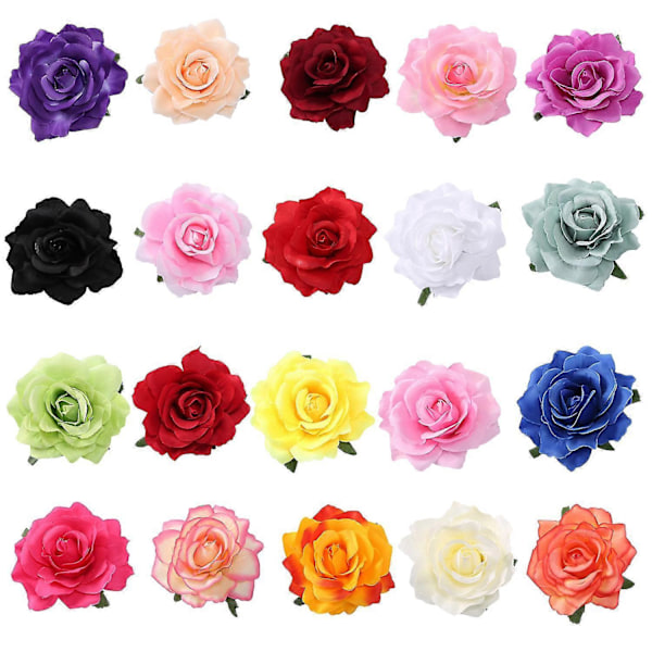 15 stycken Ros Hårnål Hårklämma Blomma Brosch Slumpmässig Färg (a-1b)