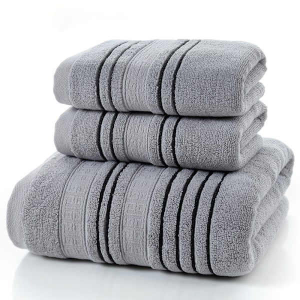 3-delars handduksset i bomull, 35 x 75, 70 x 140, badhandduk med geometriskt tryck 13 70x140 3pcs