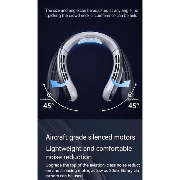CROSHACK Bladeless Halsventilator - 5. generation - USB Genopladelig - Mini - Bærbar
