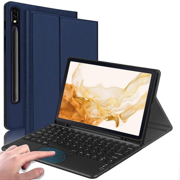 For Samsung Galaxy Tab S7 FE/S7+/S8+ Wireless Bluetooth Keyboard Case Tablet Protection with Touchpad Style C