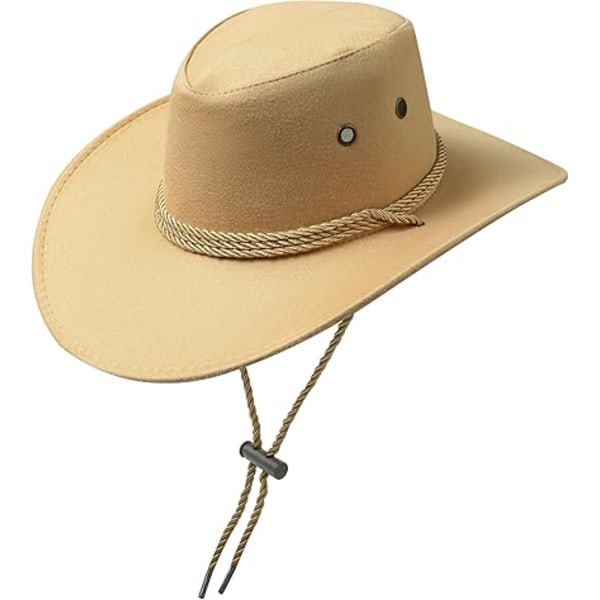 Cowboyhatt Western Solhatt Faux Filt Läder Mocka Maskerad Kostym Outfit Resa Utomhus Solskydd Män Kvinnor.beige Beige