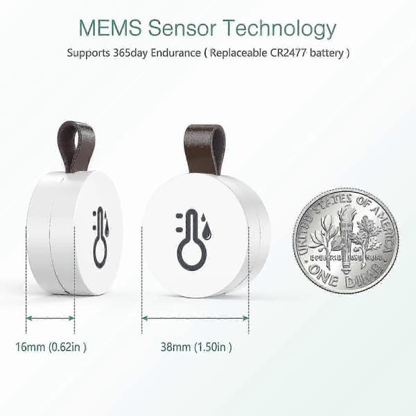 Bluetooth termometer hygrometer, trådløs termohygrometer mini, med smart sensor-app, datalogger og eksportdata til soveværelse, babyværelse, vinkælder 1 pc