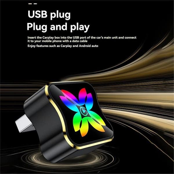 2-i-1 AI Smart Trådløs CarPlay Boks til Android Auto med Stemmestyring, Wi-Fi og Bluetooth 5.0, USB-adapter til