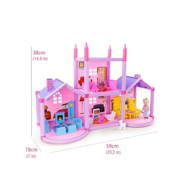 Gör-det-själv monterad miniatyr prinsessa Dollhouse Small Villa Simulering Dream House Girl Toy