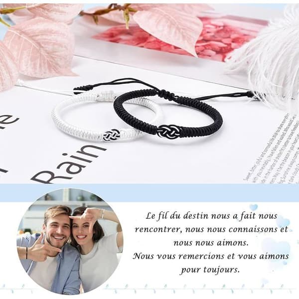 2PCS Pararmband XJYDNCG Nylonflätat Evigt Hjärta Justerbart