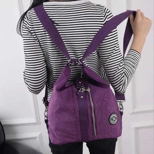 3 i 1 Dame Tasker Multifunktionel Rygsæk Skuldertaske Nylonstof Tote Genanvendelig Indkøbstaske Dame Rejsetaske Crossbody Taske sea blue