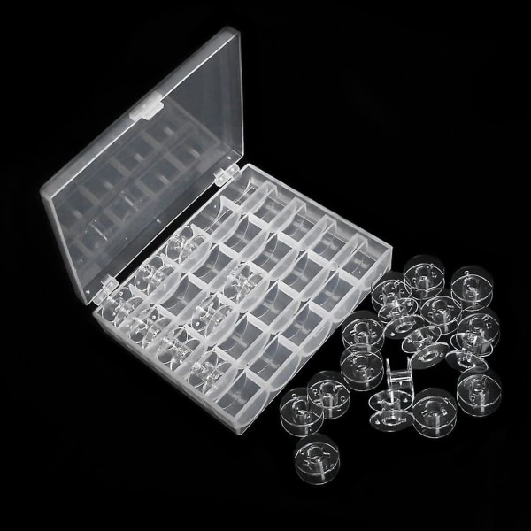 25 stycken symaskinspoler, plastspolar Symaskinsspolar med förvaringslåda (transparent)
