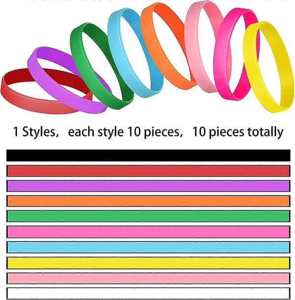100 stk. blanke silikonarmbånd ensfarget gummibånd elastisk silikonarmbånd