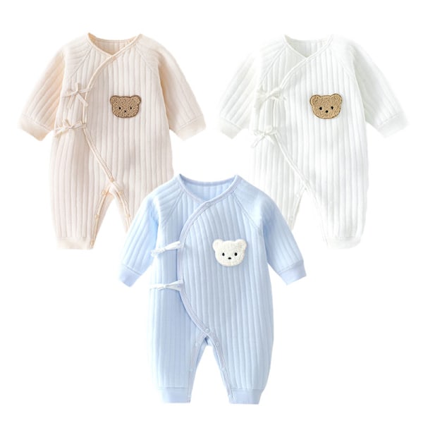Bodysuit för pojkar och flickor nya vinter bomull babykläder 0-6m Khaki 3M