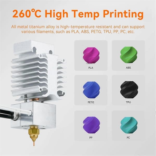Hotend-sæt til Ender 3 V3 SE varmeblok-sæt Bimetallisk hals Højtemperatur printhoved til End Silver
