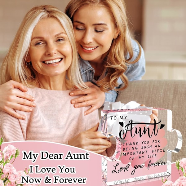 Fars fødselsdagsgaveidéer fra datter søn, gave til de bedste fædre nogensinde, Tillykke med fødselsdagen Far Papa Gaver, Unik fars akrylblokpuslespil Cool gave Aunt-pink