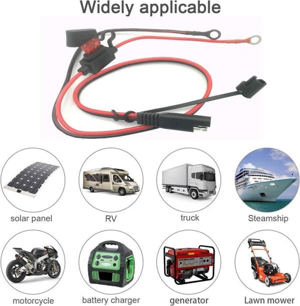 SAE-stik til motorcykelbatterioplader - SAE-ladekabel - Hurtigudløserstik ved 12V-terminal